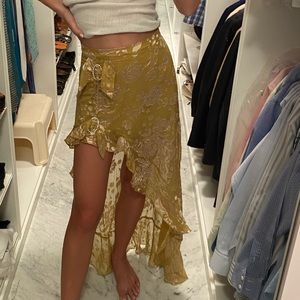 For Love & Lemons green floral skirt